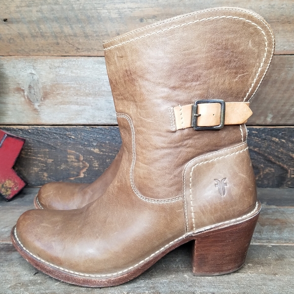 Frye Shoes - Frye Carmen Shortie Brown Leather Slip- On Boots